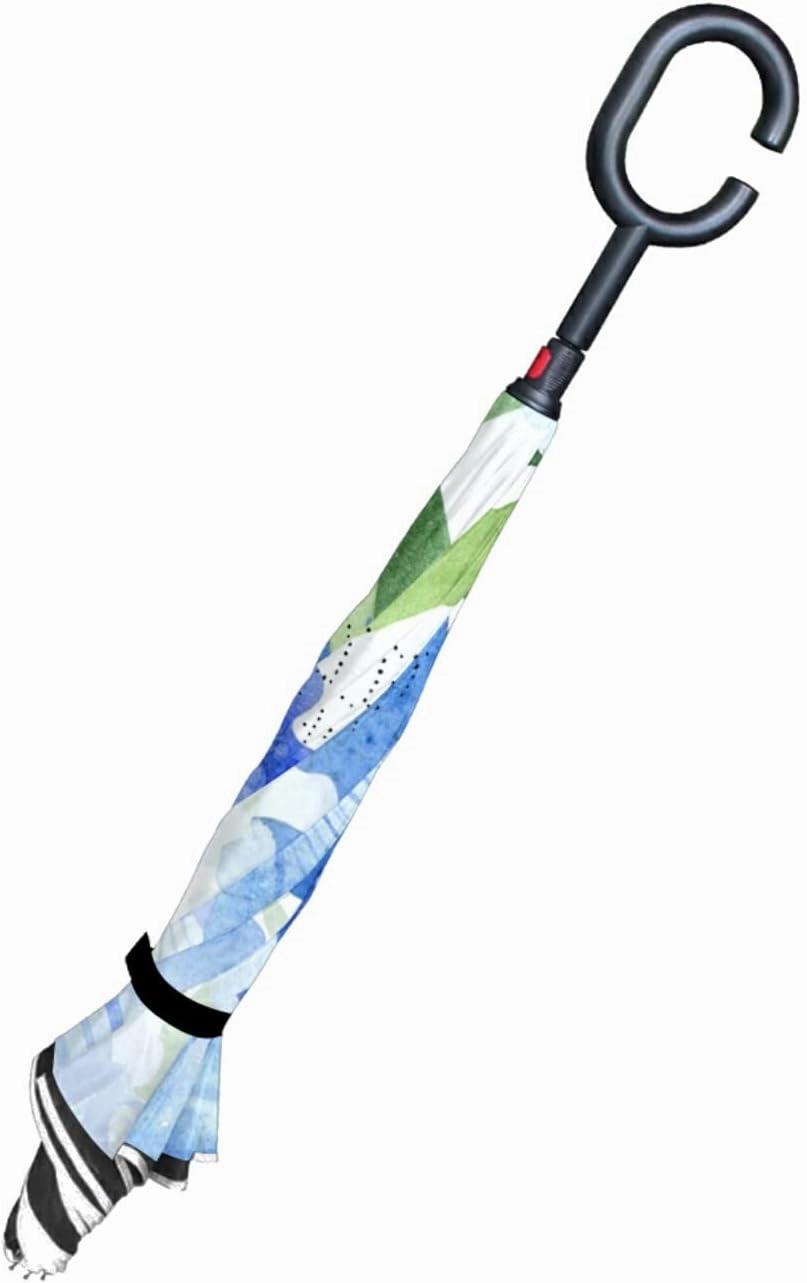 Oyihfvs Double Layer Inverted Umbrella, With C-Shaped Handle Windproof UV Proof Durable Parasol, For Men Women Outdoor Folding Rain Sun
