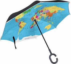Oyihfvs Double Layer Inverted Umbrella, With C-Shaped Handle Windproof UV Proof Durable Parasol, For Men Women Outdoor Folding Rain Sun