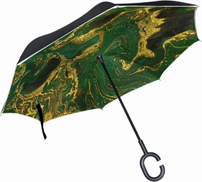 Oyihfvs Double Layer Inverted Umbrella, With C-Shaped Handle Windproof UV Proof Durable Parasol, For Men Women Outdoor Folding Rain Sun