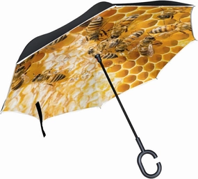 Oyihfvs Double Layer Inverted Umbrella, With C-Shaped Handle Windproof UV Proof Durable Parasol, For Men Women Outdoor Folding Rain Sun