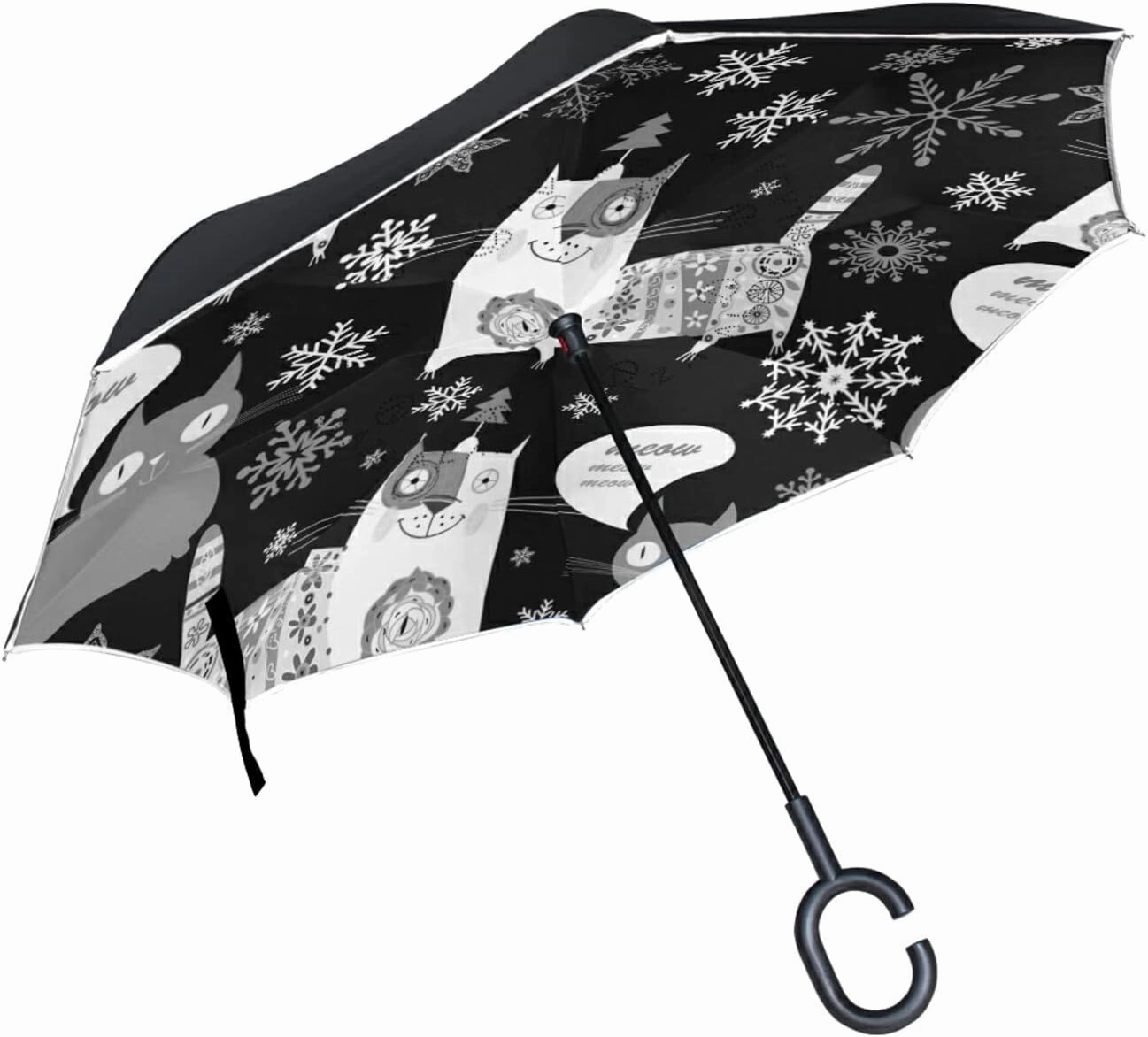 Oyihfvs Double Layer Inverted Umbrella, With C-Shaped Handle Windproof UV Proof Durable Parasol, For Men Women Outdoor Folding Rain Sun