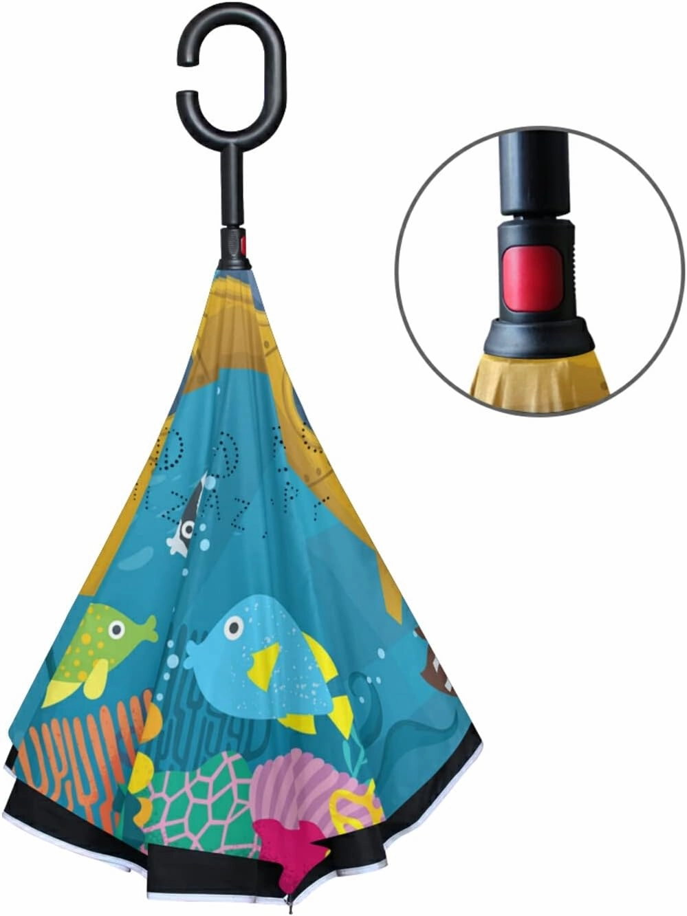Oyihfvs Double Layer Inverted Umbrella, With C-Shaped Handle Windproof UV Proof Durable Parasol, For Men Women Outdoor Folding Rain Sun