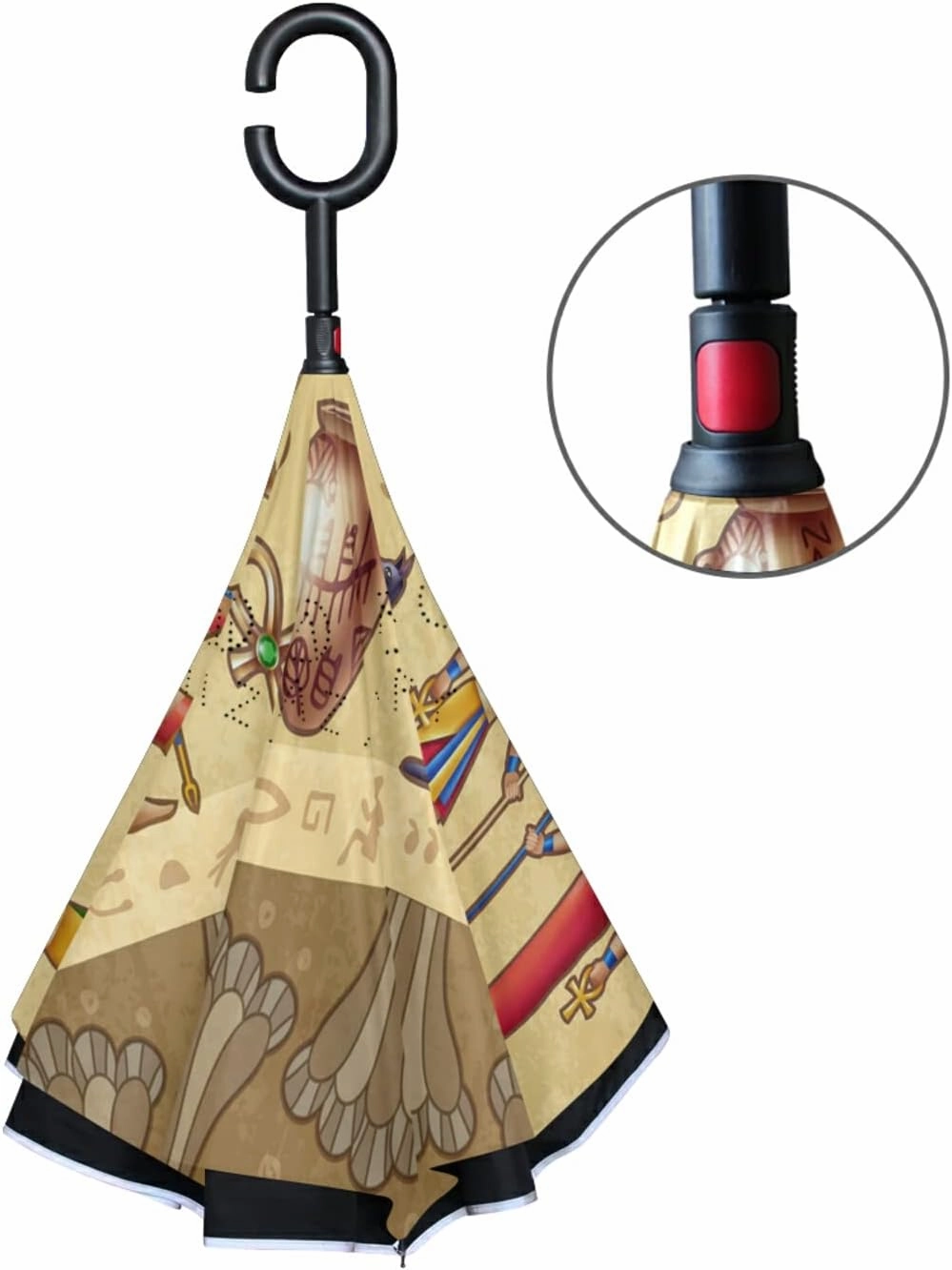 Oyihfvs Double Layer Inverted Umbrella, With C-Shaped Handle Windproof UV Proof Durable Parasol, For Men Women Outdoor Folding Rain Sun