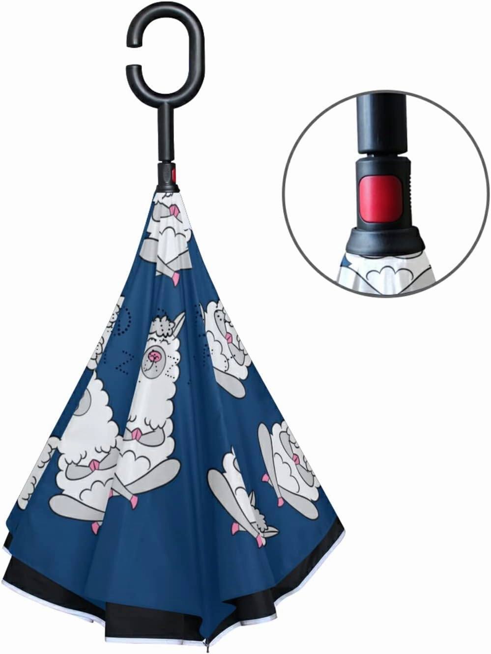 Oyihfvs Double Layer Inverted Umbrella, With C-Shaped Handle Windproof UV Proof Durable Parasol, For Men Women Outdoor Folding Rain Sun