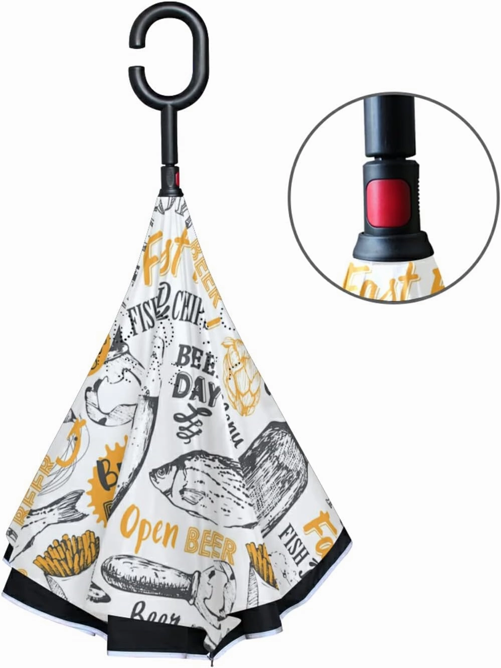 Oyihfvs Double Layer Inverted Umbrella, With C-Shaped Handle Windproof UV Proof Durable Parasol, For Men Women Outdoor Folding Rain Sun