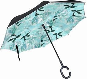 Oyihfvs Double Layer Inverted Umbrella, With C-Shaped Handle Windproof UV Proof Durable Parasol, For Men Women Outdoor Folding Rain Sun