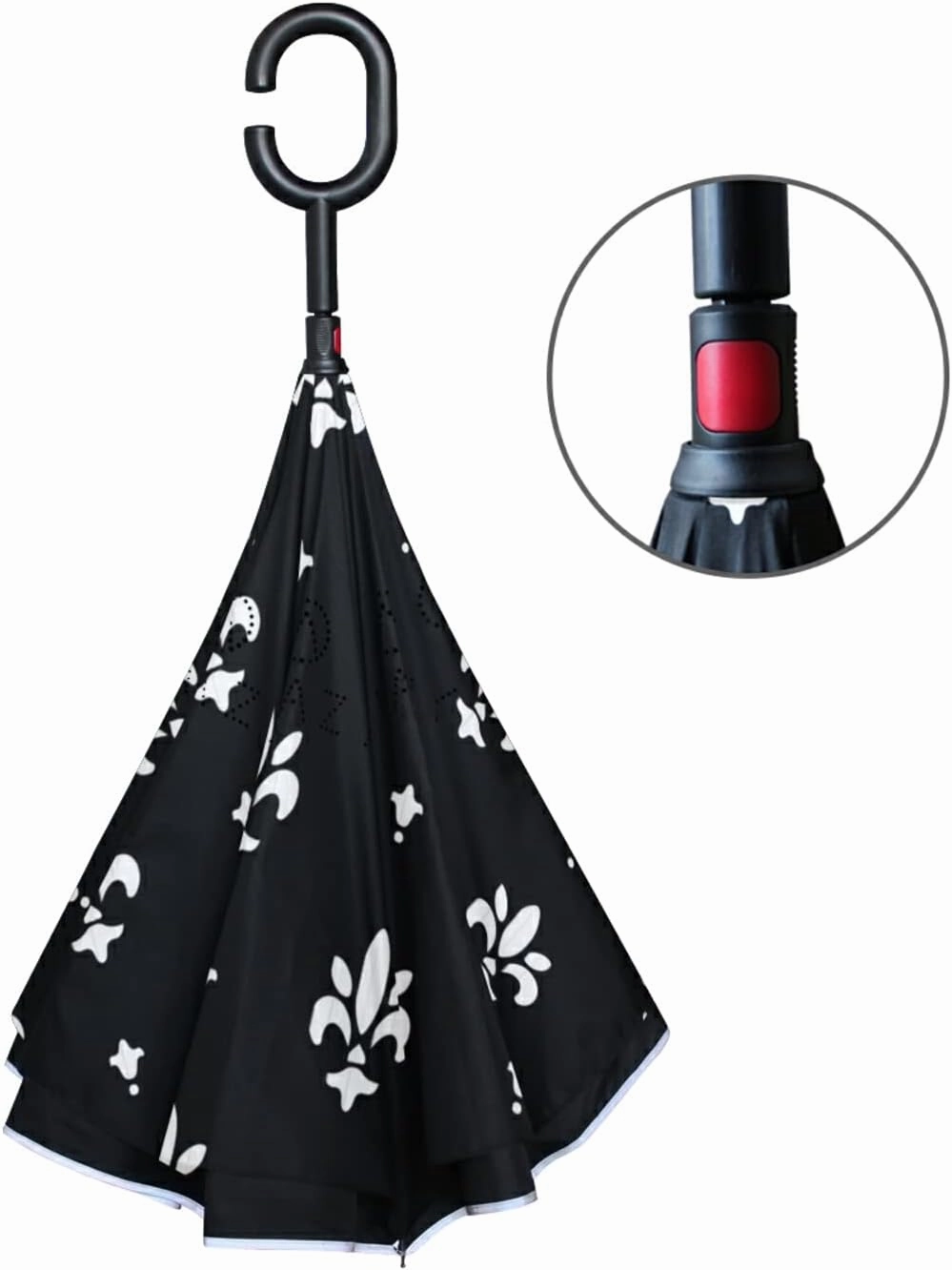 Oyihfvs Double Layer Inverted Umbrella, With C-Shaped Handle Windproof UV Proof Durable Parasol, For Men Women Outdoor Folding Rain Sun
