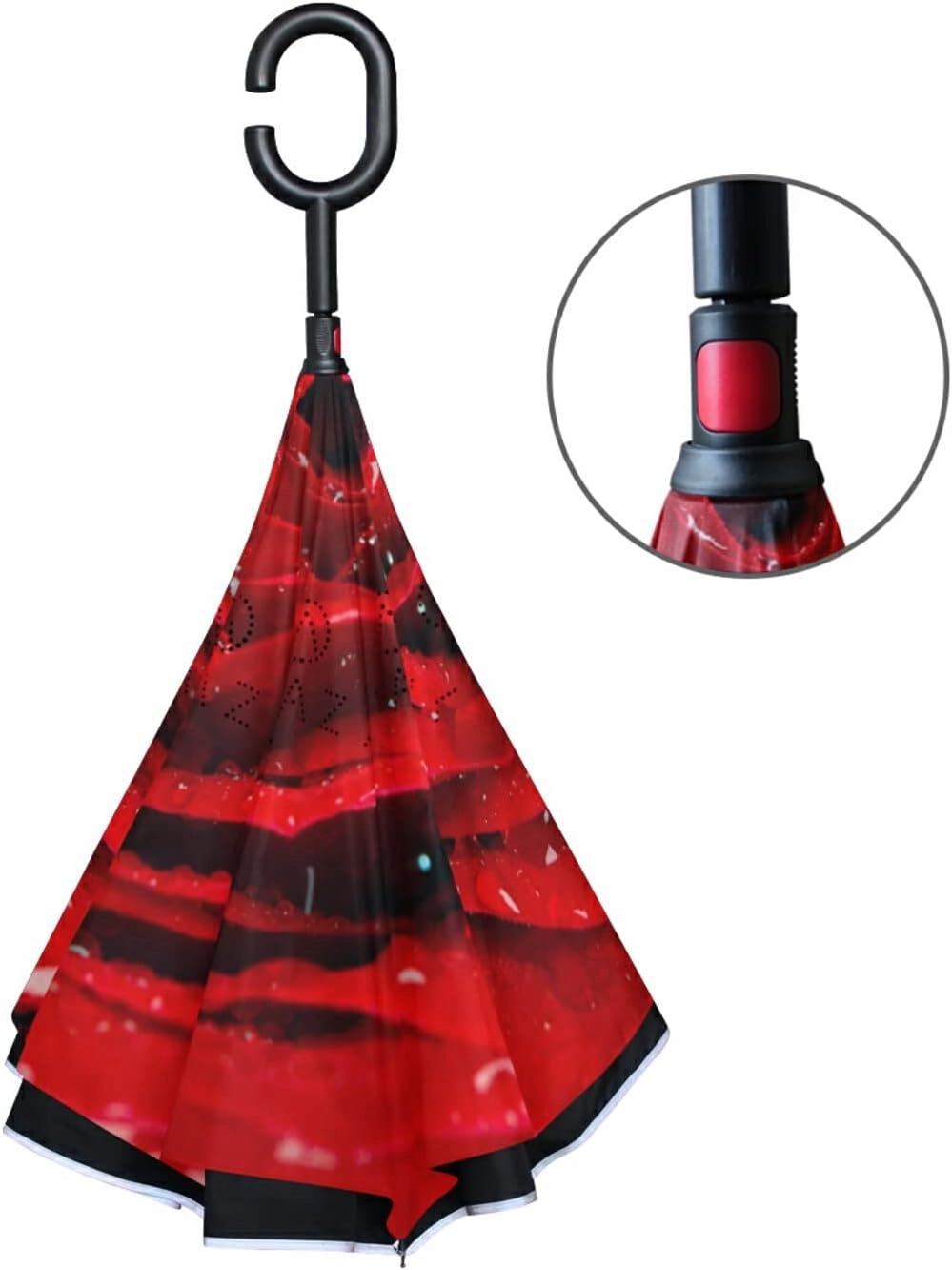 Oyihfvs Double Layer Inverted Umbrella, With C-Shaped Handle Windproof UV Proof Durable Parasol, For Men Women Outdoor Folding Rain Sun