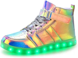 Padgene Women's Men's LED Lights Up Shoes Unisex Luminous Flashing Trainers USB Charging Lace Up Couples Dancing Shoes Multi
