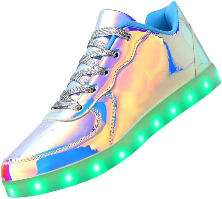 Padgene Women's Men's LED Lights Up Shoes Unisex Luminous Flashing Trainers USB Charging Lace Up Couples Dancing Shoes