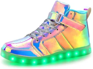 Padgene Women's Men's LED Lights Up Shoes Unisex Luminous Flashing Trainers USB Charging Lace Up Couples Dancing Shoes