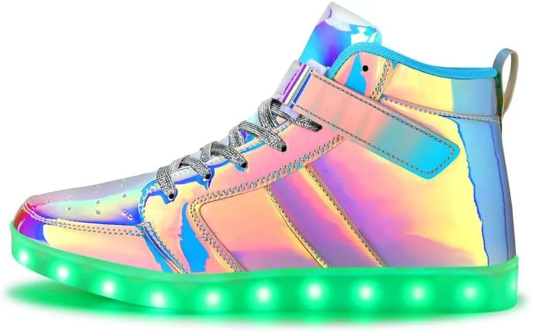 Padgene Women's Men's LED Lights Up Shoes Unisex Luminous Flashing Trainers USB Charging Lace Up Couples Dancing Shoes