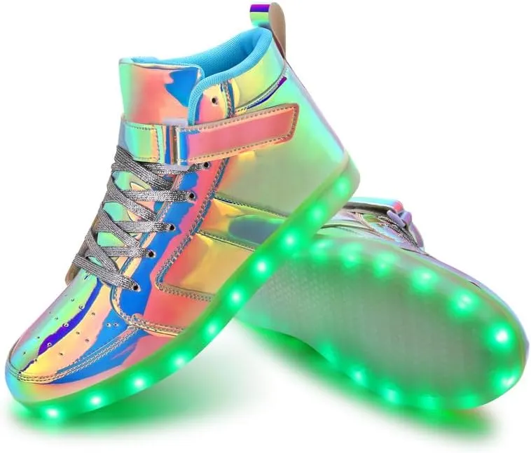 Padgene Women's Men's LED Lights Up Shoes Unisex Luminous Flashing Trainers USB Charging Lace Up Couples Dancing Shoes