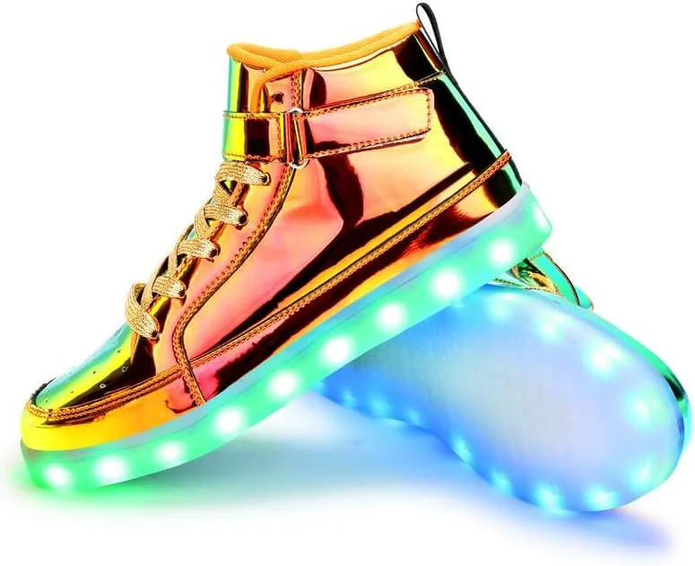 Padgene Women's Men's LED Lights Up Shoes Unisex Luminous Flashing Trainers USB Charging Lace Up Couples Dancing Shoes
