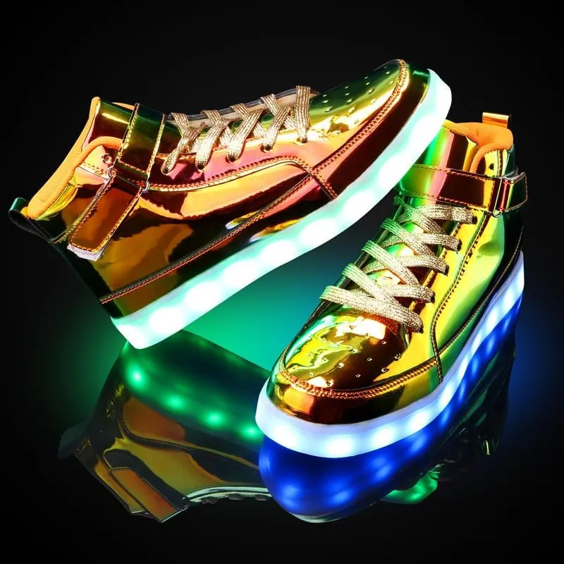 Padgene Women's Men's LED Lights Up Shoes Unisex Luminous Flashing Trainers USB Charging Lace Up Couples Dancing Shoes