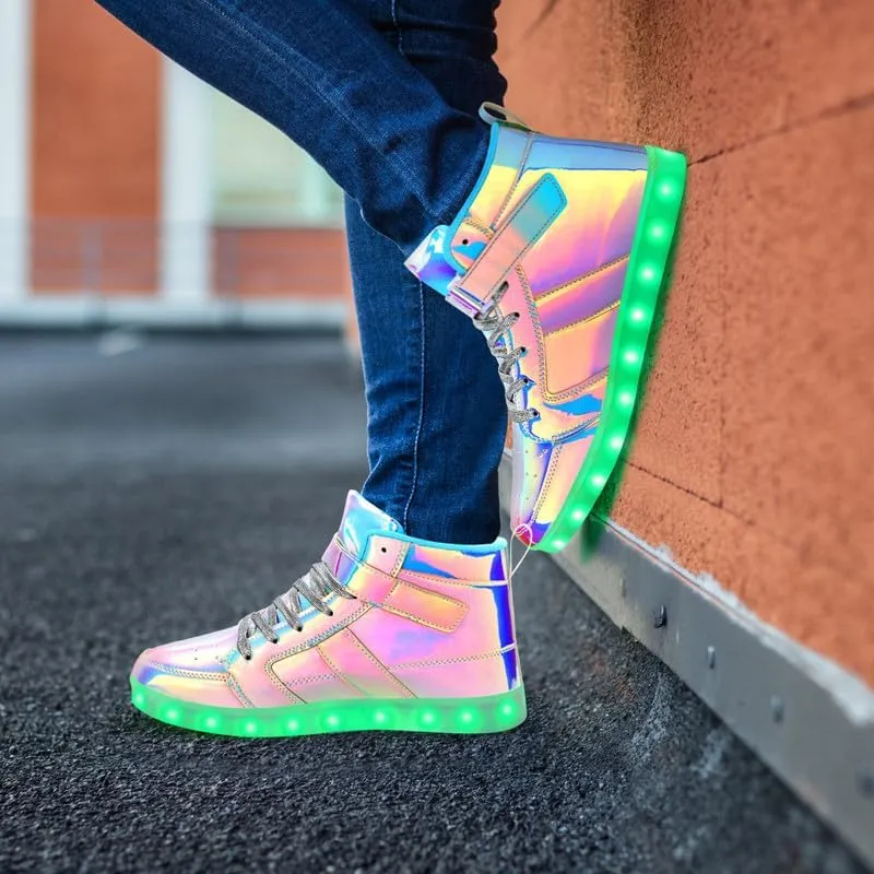 Padgene Women's Men's LED Lights Up Shoes Unisex Luminous Flashing Trainers USB Charging Lace Up Couples Dancing Shoes