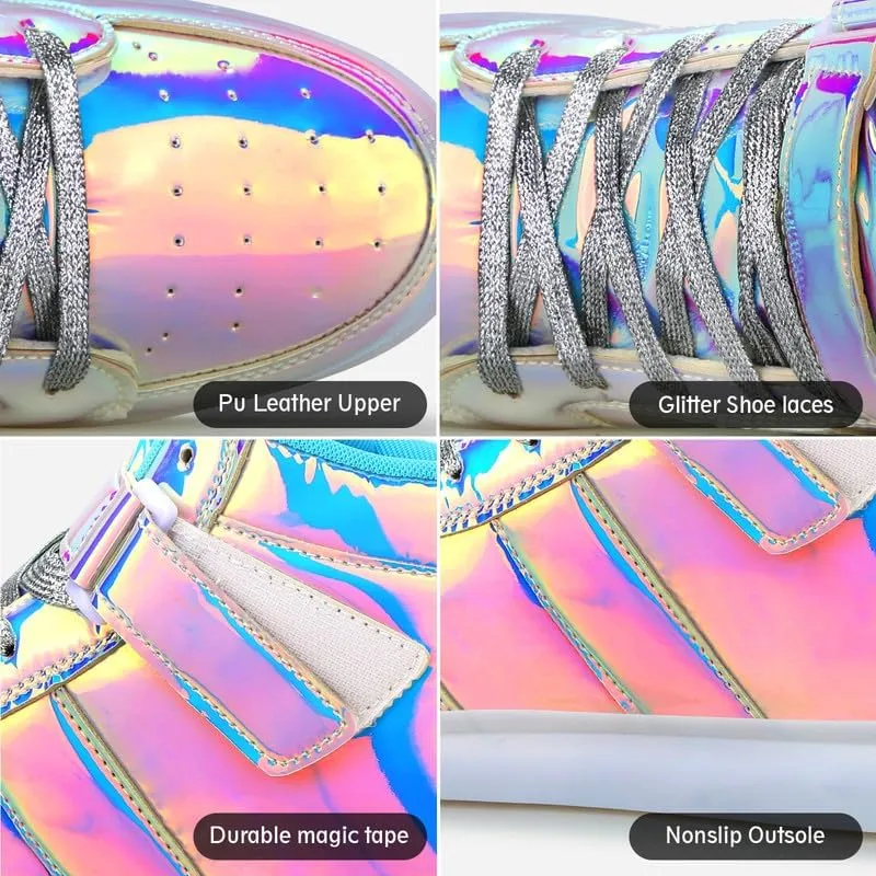 Padgene Women's Men's LED Lights Up Shoes Unisex Luminous Flashing Trainers USB Charging Lace Up Couples Dancing Shoes