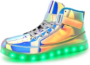 Padgene Women's Men's LED Lights Up Shoes Unisex Luminous Flashing Trainers USB Charging Lace Up Couples Dancing Shoes