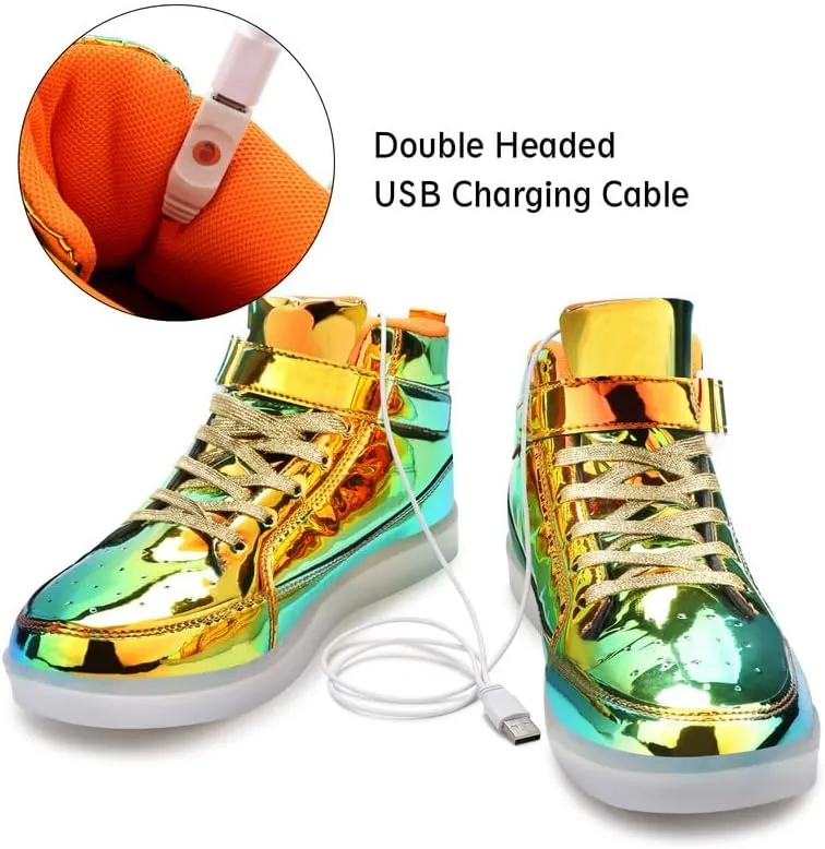 Padgene Women's Men's LED Lights Up Shoes Unisex Luminous Flashing Trainers USB Charging Lace Up Couples Dancing Shoes