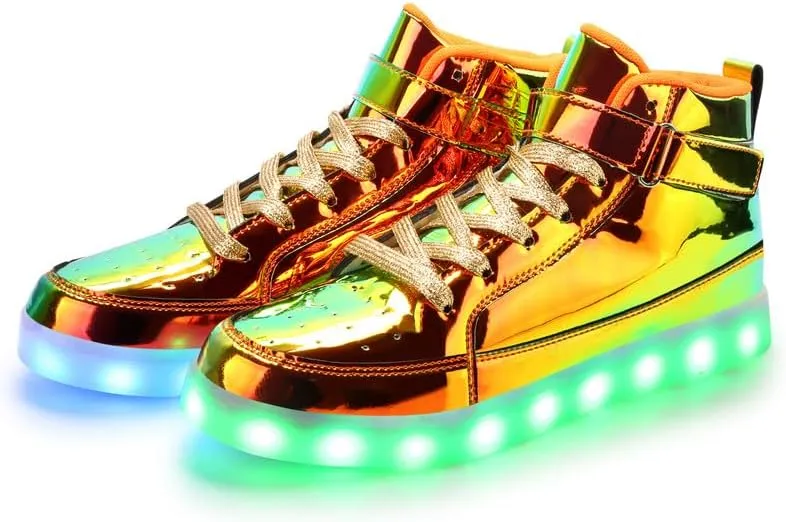 Padgene Women's Men's LED Lights Up Shoes Unisex Luminous Flashing Trainers USB Charging Lace Up Couples Dancing Shoes