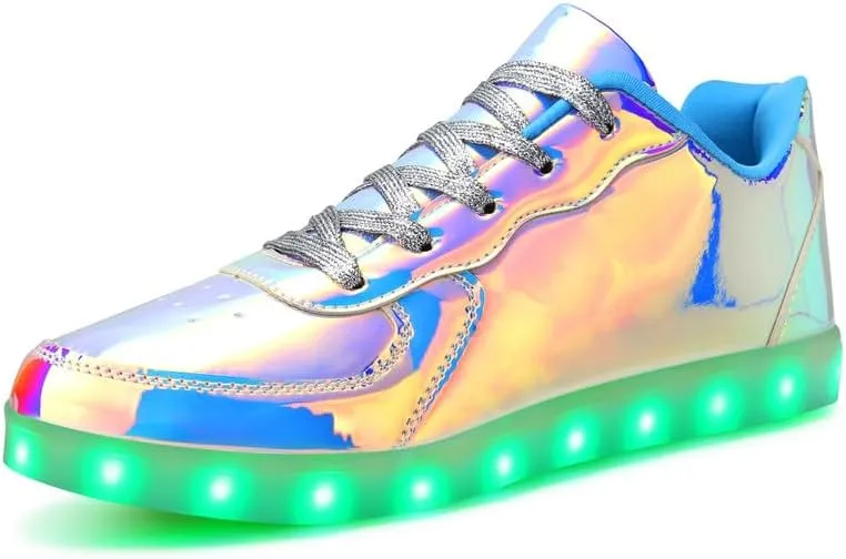 Padgene Women's Men's LED Lights Up Shoes Unisex Luminous Flashing Trainers USB Charging Lace Up Couples Dancing Shoes