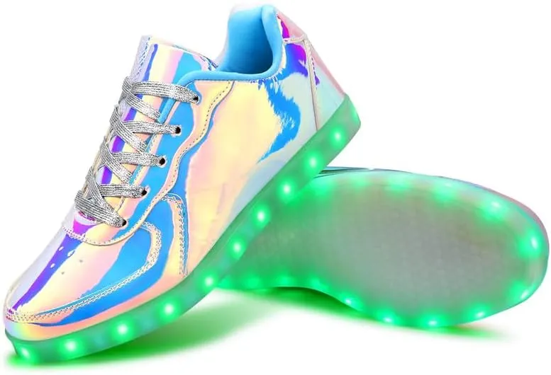Padgene Women's Men's LED Lights Up Shoes Unisex Luminous Flashing Trainers USB Charging Lace Up Couples Dancing Shoes