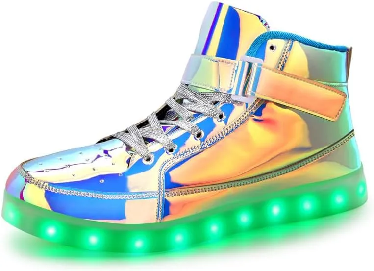 Padgene Women's Men's LED Lights Up Shoes Unisex Luminous Flashing Trainers USB Charging Lace Up Couples Dancing Shoes