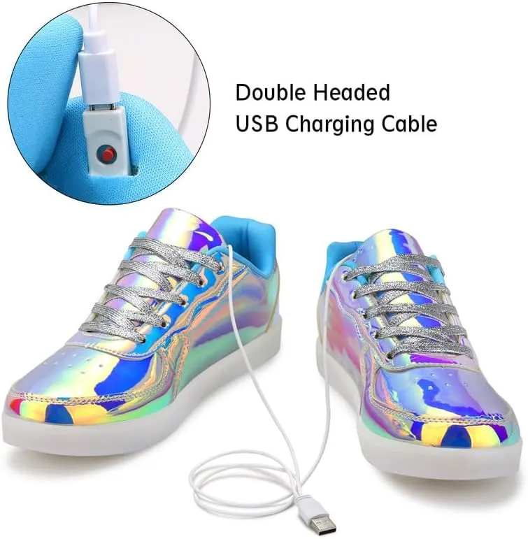 Padgene Women's Men's LED Lights Up Shoes Unisex Luminous Flashing Trainers USB Charging Lace Up Couples Dancing Shoes
