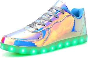 Padgene Women's Men's LED Lights Up Shoes Unisex Luminous Flashing Trainers USB Charging Lace Up Couples Dancing Shoes