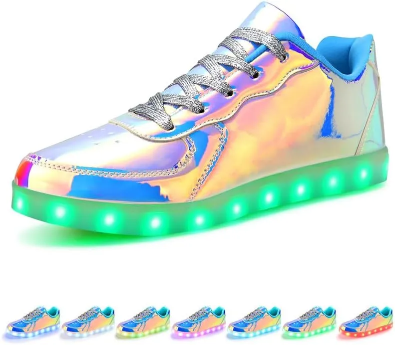 Padgene Women's Men's LED Lights Up Shoes Unisex Luminous Flashing Trainers USB Charging Lace Up Couples Dancing Shoes