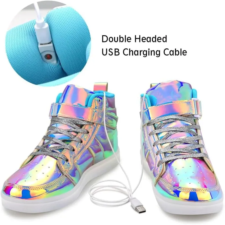 Padgene Women's Men's LED Lights Up Shoes Unisex Luminous Flashing Trainers USB Charging Lace Up Couples Dancing Shoes