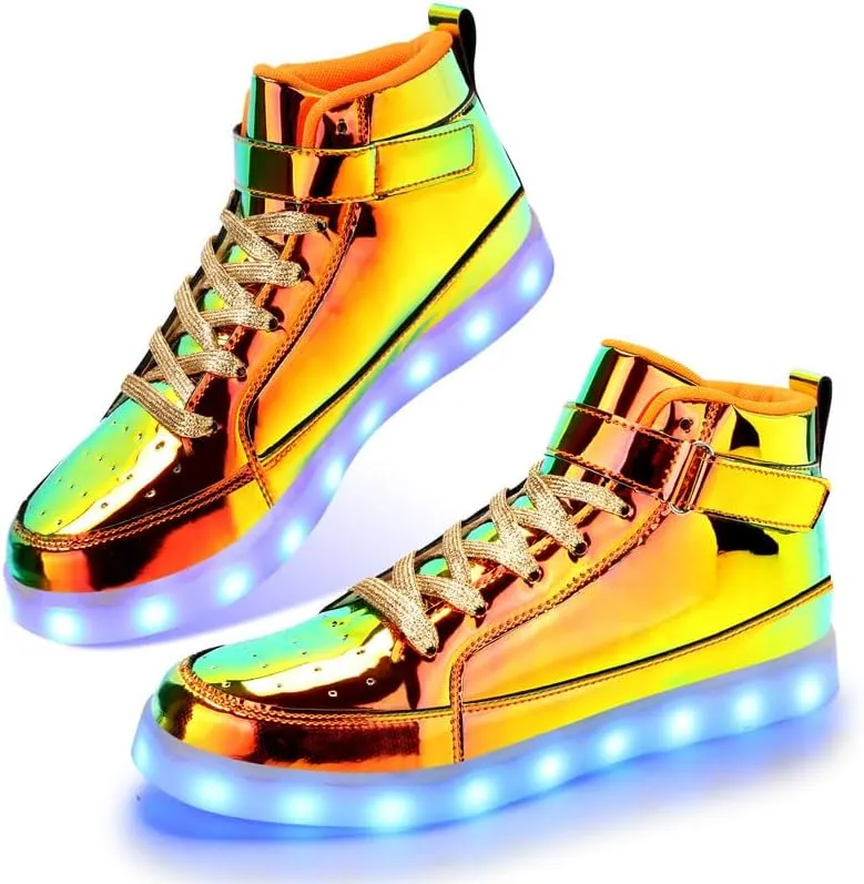 Padgene Women's Men's LED Lights Up Shoes Unisex Luminous Flashing Trainers USB Charging Lace Up Couples Dancing Shoes