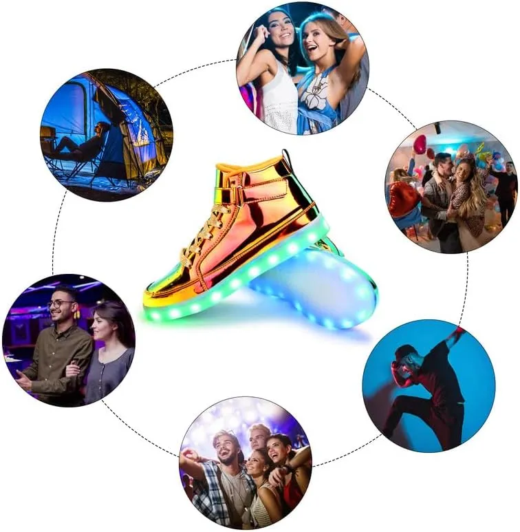 Padgene Women's Men's LED Lights Up Shoes Unisex Luminous Flashing Trainers USB Charging Lace Up Couples Dancing Shoes