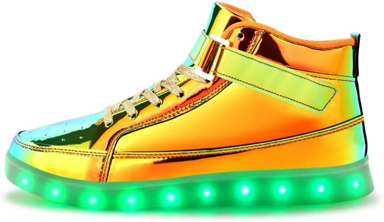 Padgene Women's Men's LED Lights Up Shoes Unisex Luminous Flashing Trainers USB Charging Lace Up Couples Dancing Shoes