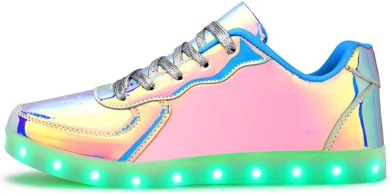 Padgene Women's Men's LED Lights Up Shoes Unisex Luminous Flashing Trainers USB Charging Lace Up Couples Dancing Shoes