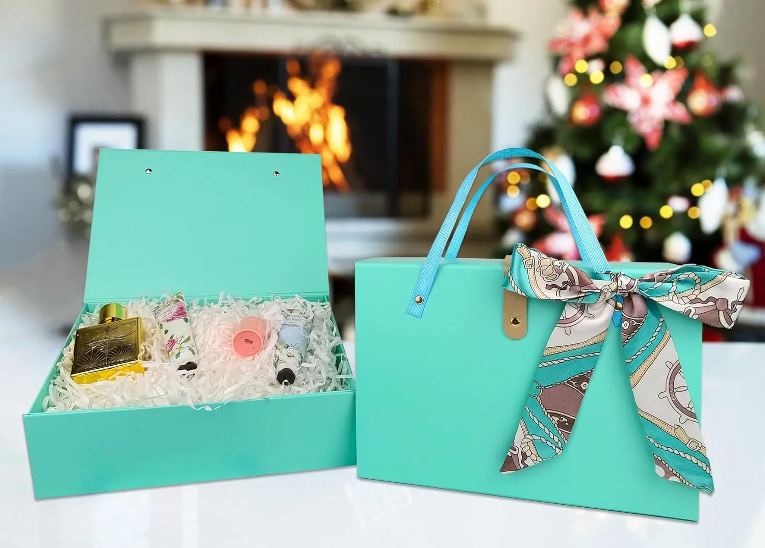 PALITIGO Large Gift Box with Lid, Decorative Box for Bridesmaid Proposal, Wedding, Mother's Day and Birthday Gift Packaging (Teal)