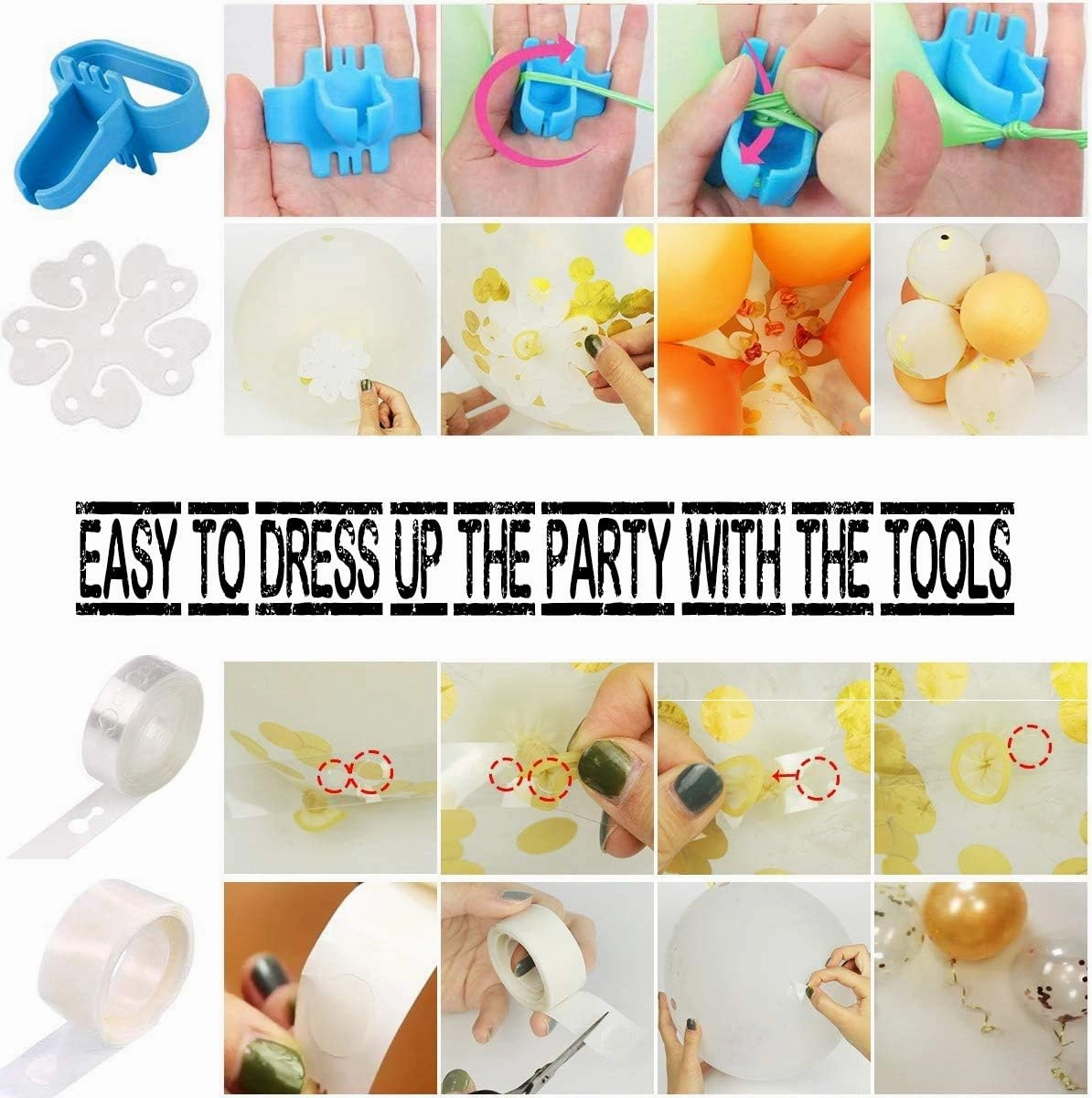 PCFING Balloon Pump Electric and Balloon Tying Tool in One, Portable Balloons Inflator Blower Machine with Dual Nozzle