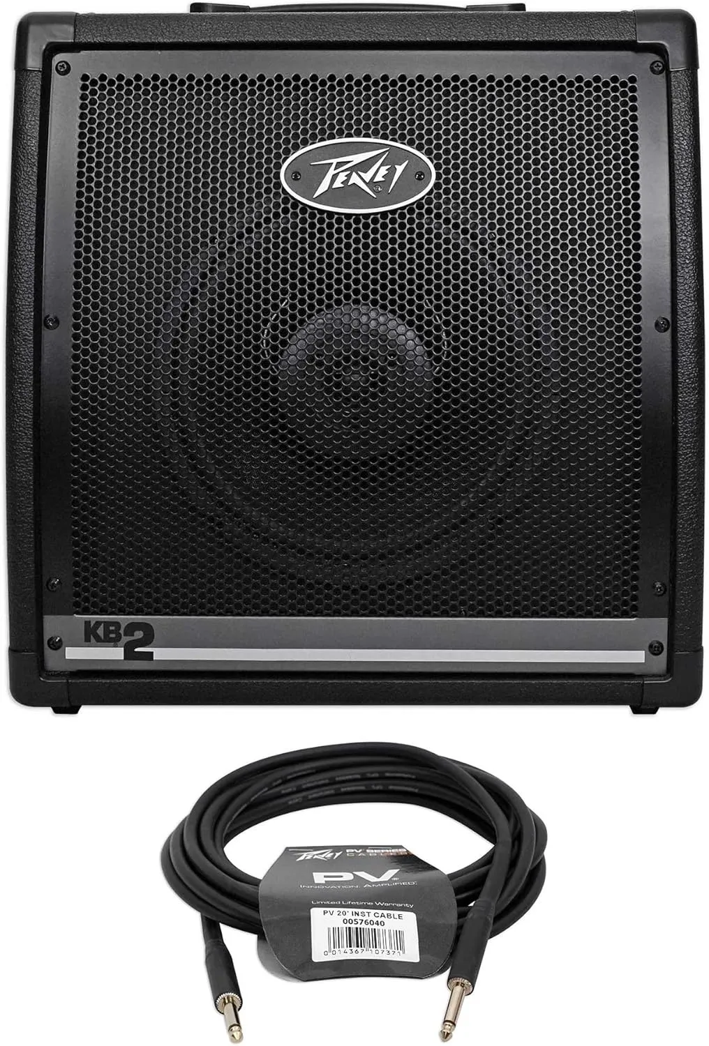 Peavey KB 2 50 Watt Keyboard Amplifier 3-Channel Combo Amp w/10 Speaker Bundle with Peavey Pv 20' Ft. Instrument Guitar 1/4" to 1/4' Cable