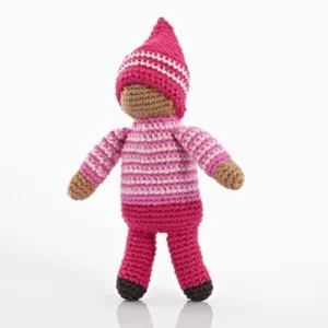 Pebble | Handmade Pixie Rattle - Rose - Pink | Crochet | Fair Trade | Pretend | Imaginative Play | Montessori | Machine Washable
