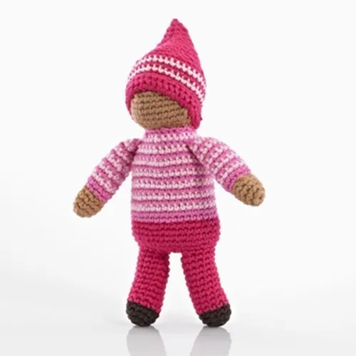 Pebble | Handmade Pixie Rattle - Rose - Pink | Crochet | Fair Trade | Pretend | Imaginative Play | Montessori | Machine Washable