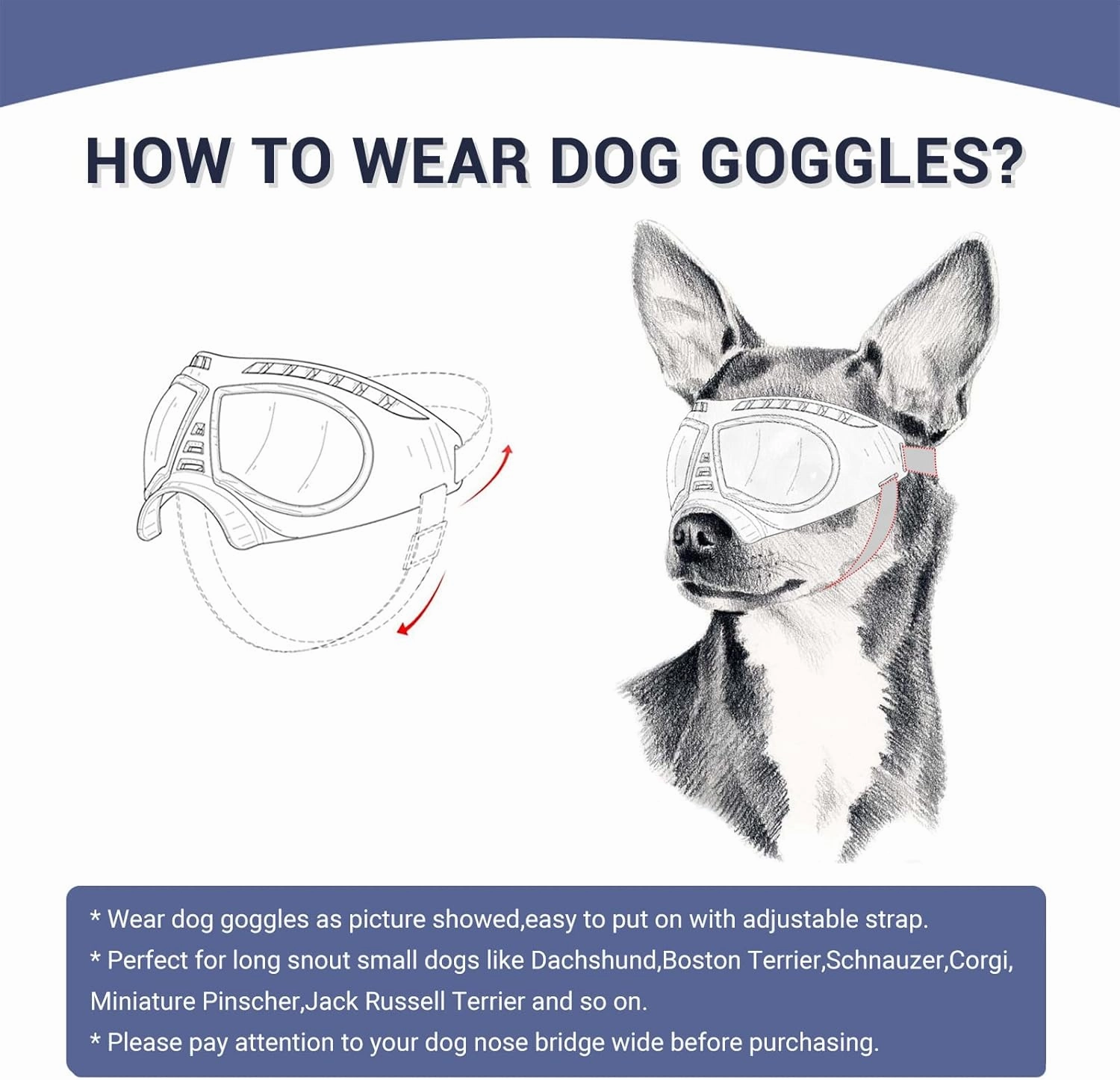 PETLESO Medium Breed Dog Goggles, Sunglasses with UV Protection for Driving & Hiking, Silver Lens