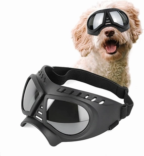 PETLESO Medium Breed Dog Goggles, Sunglasses with UV Protection for Driving & Hiking, Silver Lens