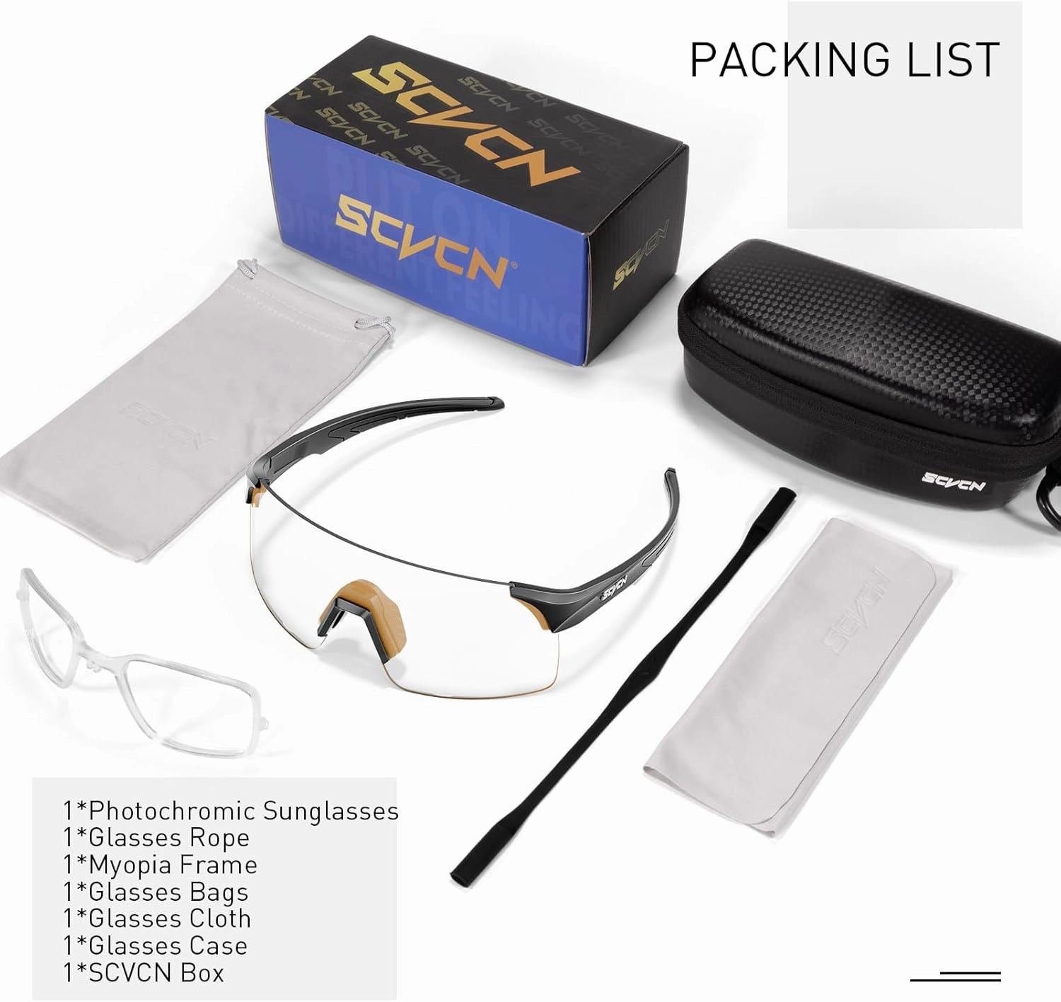 Photochromic Cycling Glasses Mountain Bike Glasses for Men Women Frameless Sport sunglasses S142
