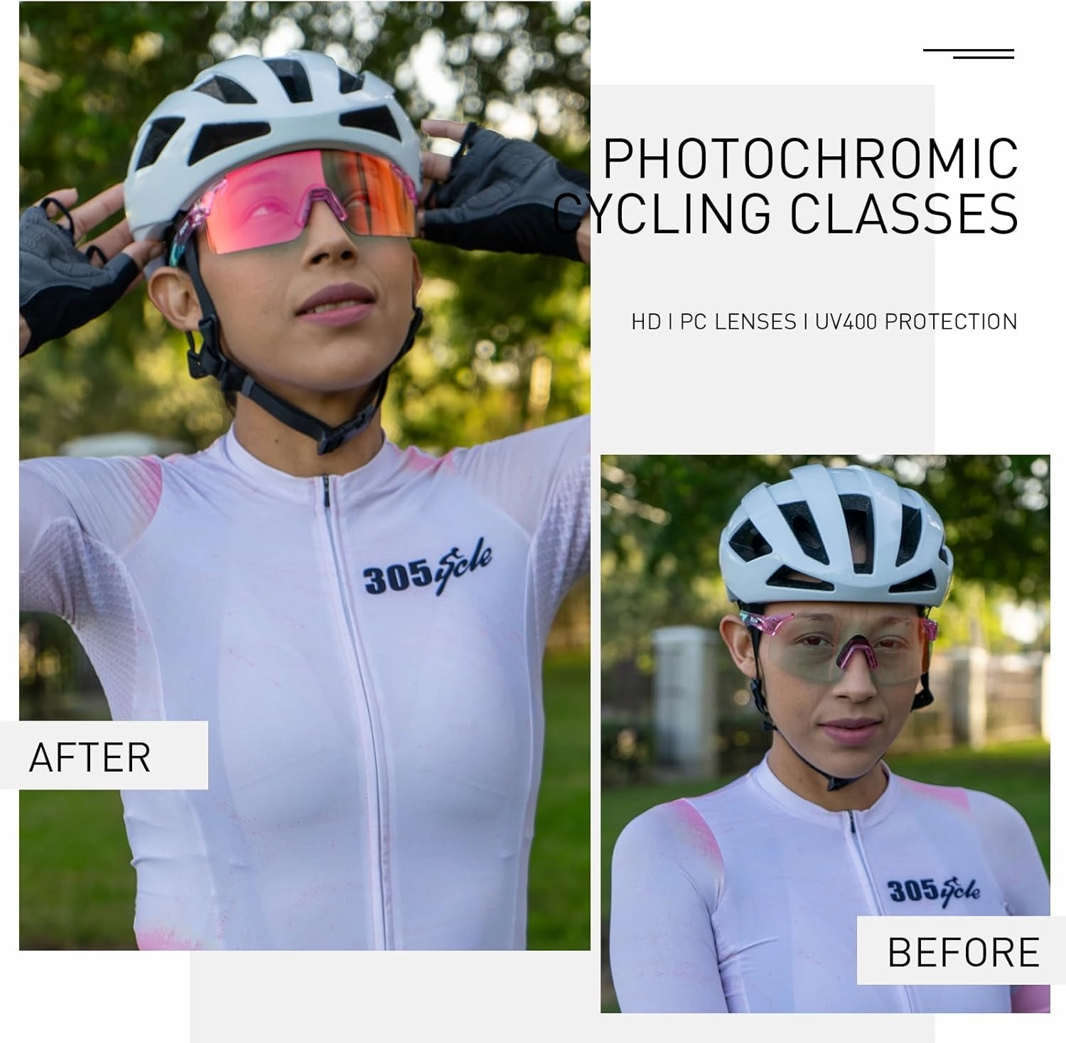 Photochromic Cycling Glasses Mountain Bike Glasses for Men Women Frameless Sport sunglasses S142