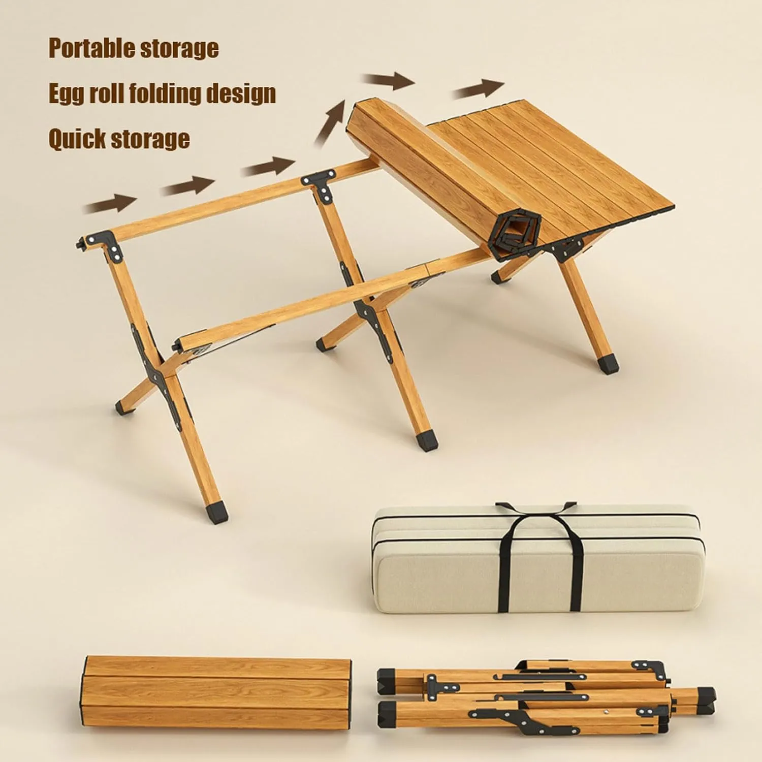 Picnic Table Chair Set of 3 Camping Table Chair with Aluminum Roll-up Backpacking Table and Lawn Chair Portable Folding Furniture for Indoor Outdoor