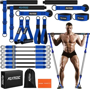 Pilates Bar Kit with Resistance Bands, Heavy Duty Pilates Equipment for Men, Strength Training Bar for Legs, Hip, Waist Back, Arm, Abs, Chest, Shoulders, Portable Home Gym Full Body Workout Equipment