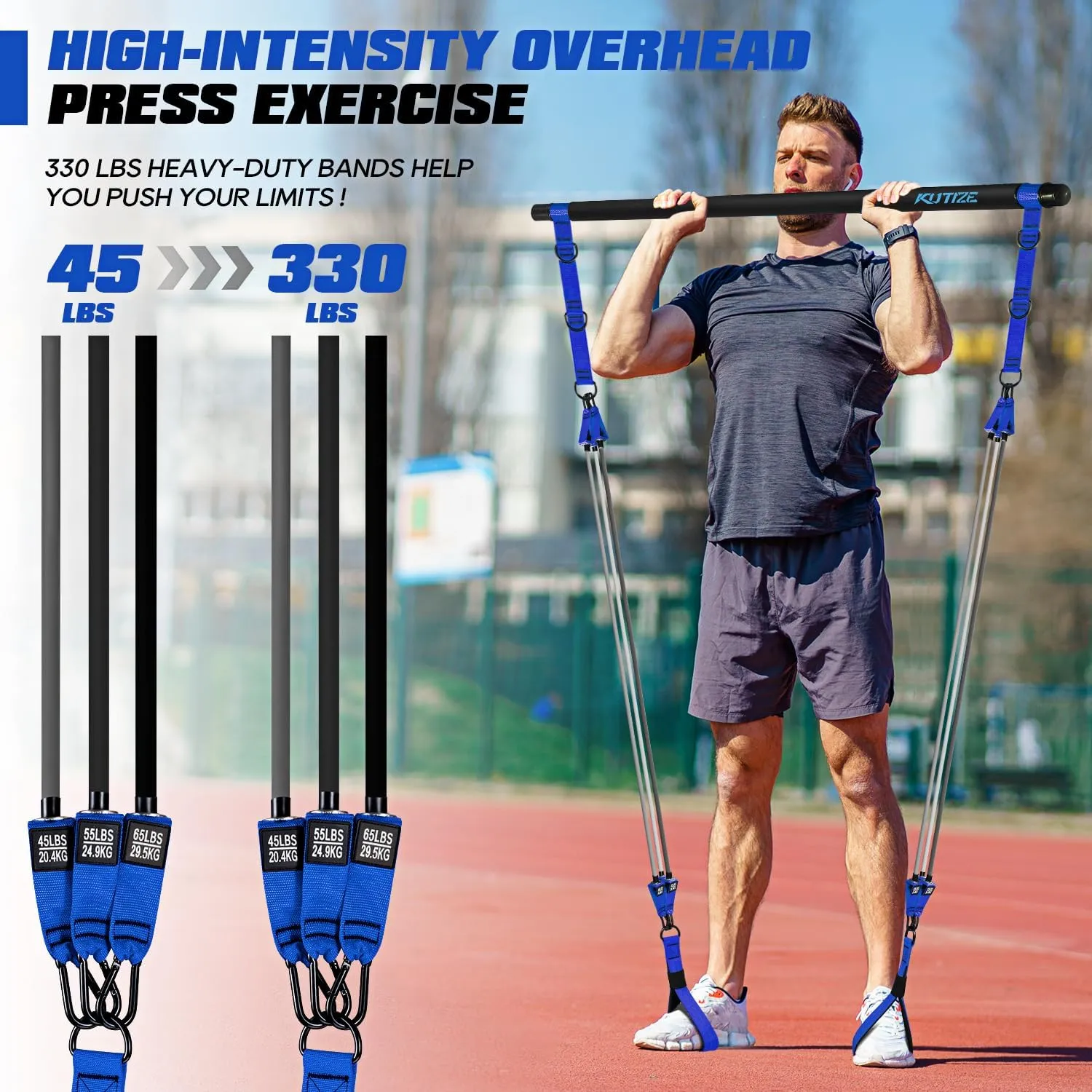Pilates Bar Kit with Resistance Bands, Heavy Duty Pilates Equipment for Men, Strength Training Bar for Legs, Hip, Waist Back, Arm, Abs, Chest, Shoulders, Portable Home Gym Full Body Workout Equipment