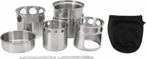 Pilipane Stainless Steel Camping Stove Cookware Set Portable Windproof Anti Slip Cooking Pot Set for Outdoor Camping Hiking Backpacking Long Distance Riding Self Driving Home Cooking