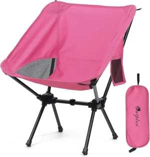 Pink Lightweight Foldable Camping Chair Easy to Assemble | Metal | for Adults 220 lbs | Compact | Portable | Travel, Outdoor Adventure, Hiking, Picnics, Beach, Backpacking, Lawn