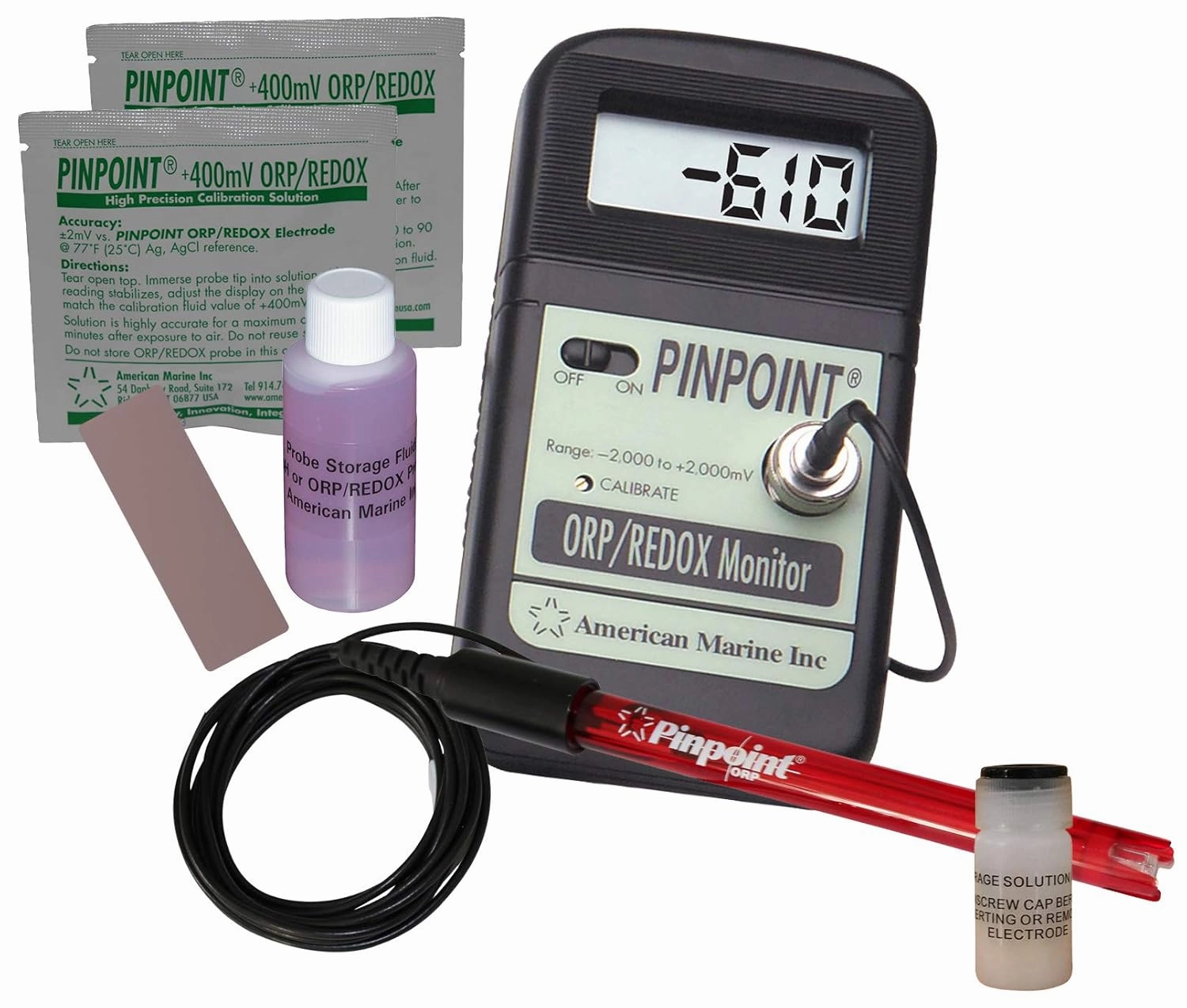 Pinpoint ORP Meter KIT Lab Grade Portable Bench Meter Kit for Alkaline/Hydrogen-Rich/Ionized/Kangen Water – Complete 7 Piece Set
